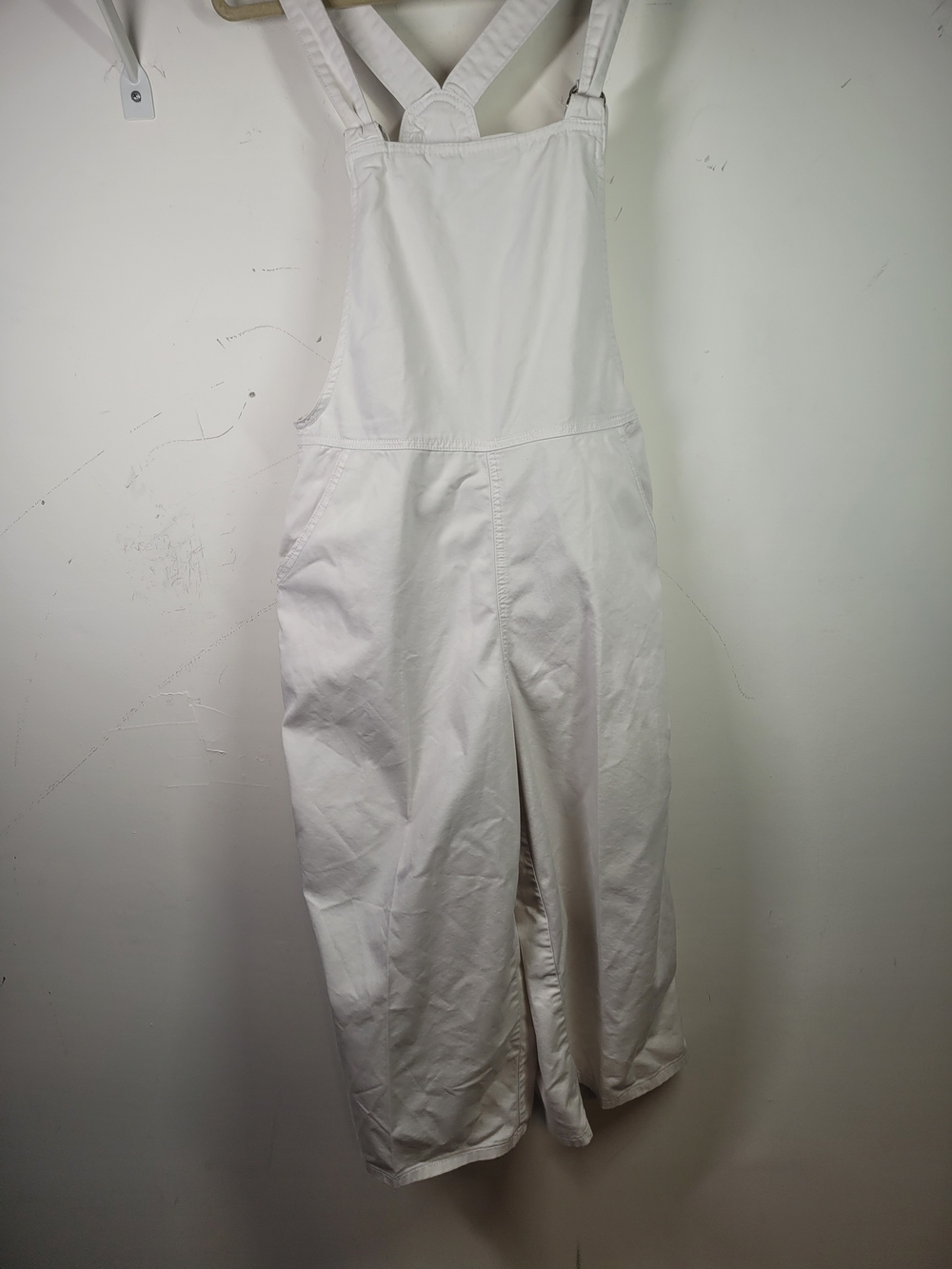 Ashley Stewart White Cotton Overall Jumpsuit